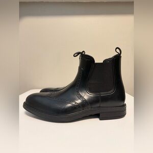 Salvatore Ferragamo Black Rubber Boston Wingtip Men's Rain Boots US 13